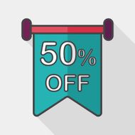 shopping sale sign flag flat icon with long shadow eps10 N10