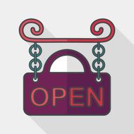 shopping store sign flat icon with long shadow eps10 N33