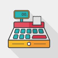 shopping cash register flat icon with long shadow eps10 N2
