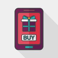 cell phone online shopping flat icon with long shadow eps10 N5