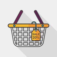 shopping basket flat icon with long shadow eps10 N8
