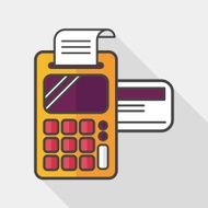 Shopping credit card machine flat icon with long shadow eps10