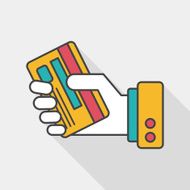 credit card flat icon with long shadow eps10 N14