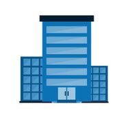 Blue Building With Doors And Flat Shadow