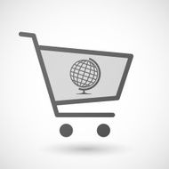 Shopping cart icon with a world globe