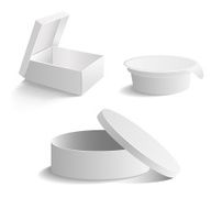 Set of white open boxes