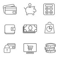 Shopping 9 thin icons set