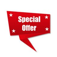 label origami special offer red color