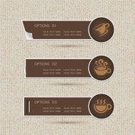 Sticker label with Coffee icons on brown paper N2
