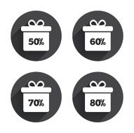 Sale gift box tag icons Discount symbols N39
