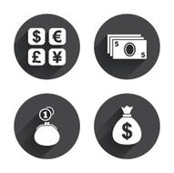 Currency exchange icon Cash money bag wallet N7