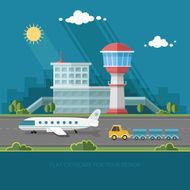 Airport landscape Travel Lifestyle Tourism and Journey Flat style illustration