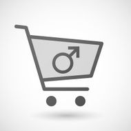 Shopping cart icon with a male sign