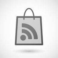 Shopping bag icon with a RSS sign