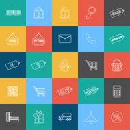 Set of outline shopping e-commerce web icons