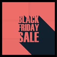 Black friday sales poster Long shadow typography design Red paper
