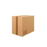 Brown cardboard box isolated on white background Carefully
