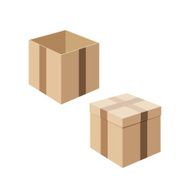 Set of cardboard boxes isolated on white background Containers