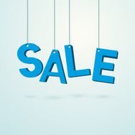 blue label sale hanging on a thread
