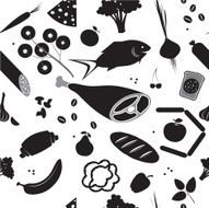 black and white seamless background with vegetables fruit products N2