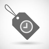 Shopping label icon with a clock