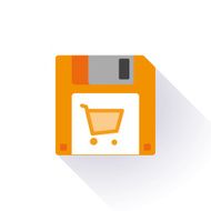 Floppy disk with a shopping cart