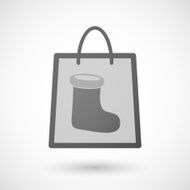 Shopping bag icon with a christmas sock