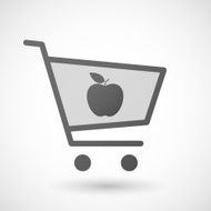 Shopping cart icon with an apple