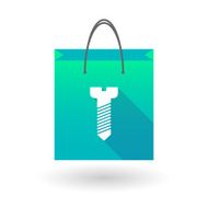 Blue shopping bag icon with a screw