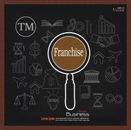 Franchise concept franchise with Magnifier and business icon N2