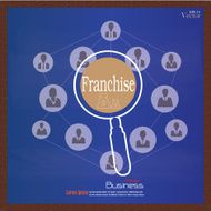Franchise concept franchise with Magnifier and business man ico N2