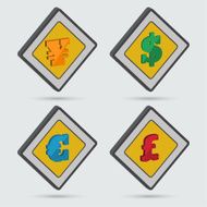 &ETH;&iexcl;ollection of four isometric signs