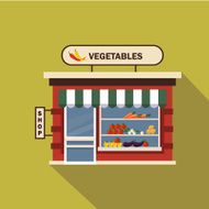 Restaurants and shops facade storefront vector detailed flat