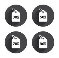 Sale price tag icons Discount symbols N43