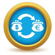 Gold dollar euro exchange icon