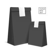 black paper bags with sticker
