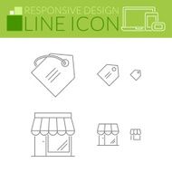 Line icons Responsive design Price tag and store
