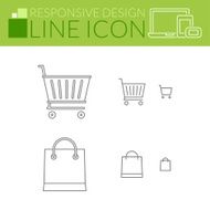 Line icons Responsive design Shopping cart and bag