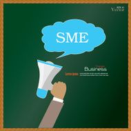 Hand holding megaphone with SME (Small and medium enterprises