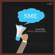 Hand holding megaphone with SME (Small and medium enterprises N2