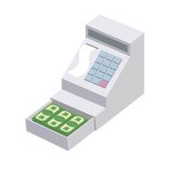 Cashier Open a cash register with lot of dollars