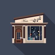 Restaurants and shops facade storefront vector detailed flat N2