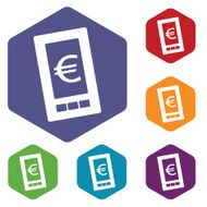 Euro phone rhombus icons N2