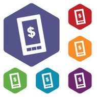 Dollar phone rhombus icons N2