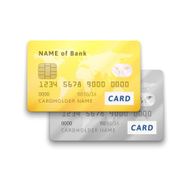 Set of detailed glossy gold and silver credit cards