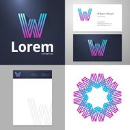 Design icon W element with Business card and paper template N2