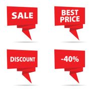 sale tag vector in red color