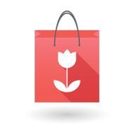 Red shopping bag icon with a tulip