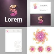 Design icon S element with Business card and paper template N2