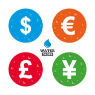 Dollar Euro Pound and Yen currency icons N9